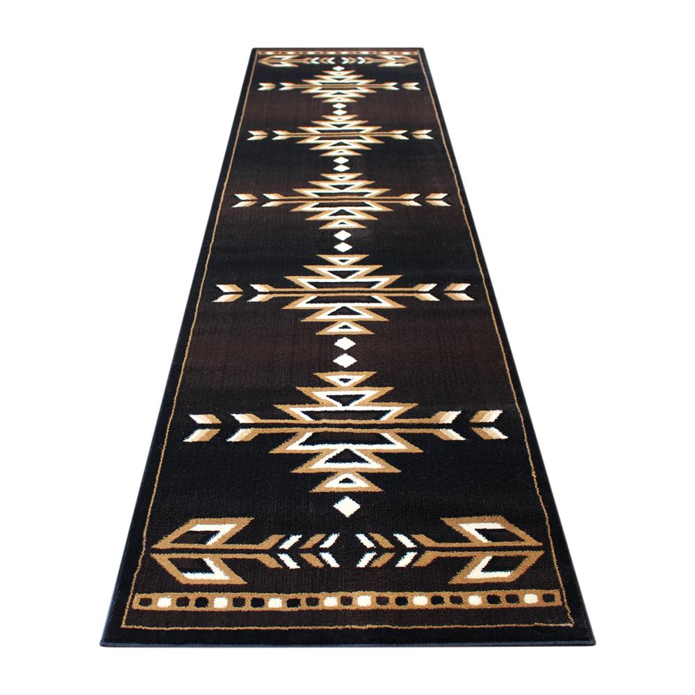 Southwestern 3' x 10' Brown Area Rug - Olefin Accent Rug with Jute Backing