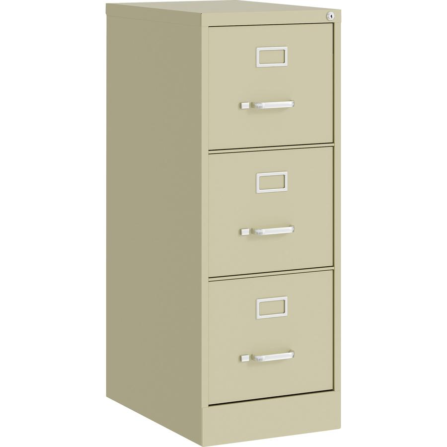 Lorell Fortress Series 22" Commercial-Grade Vertical File Cabinet - 15" x 22" x 40.2" - 3 x Drawer(s) for File - Letter - Vertical - Ball-bearing Suspension, Removable Lock, Pull Handle, Wire Manageme