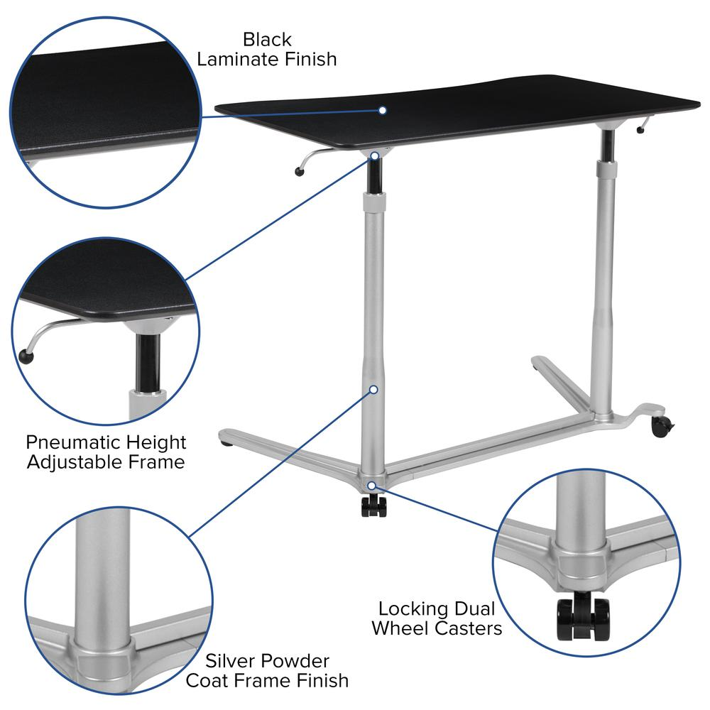 Sit-Down, Stand-Up Black Computer Desk with 37.375"W Top (Range 29" - 40.75")