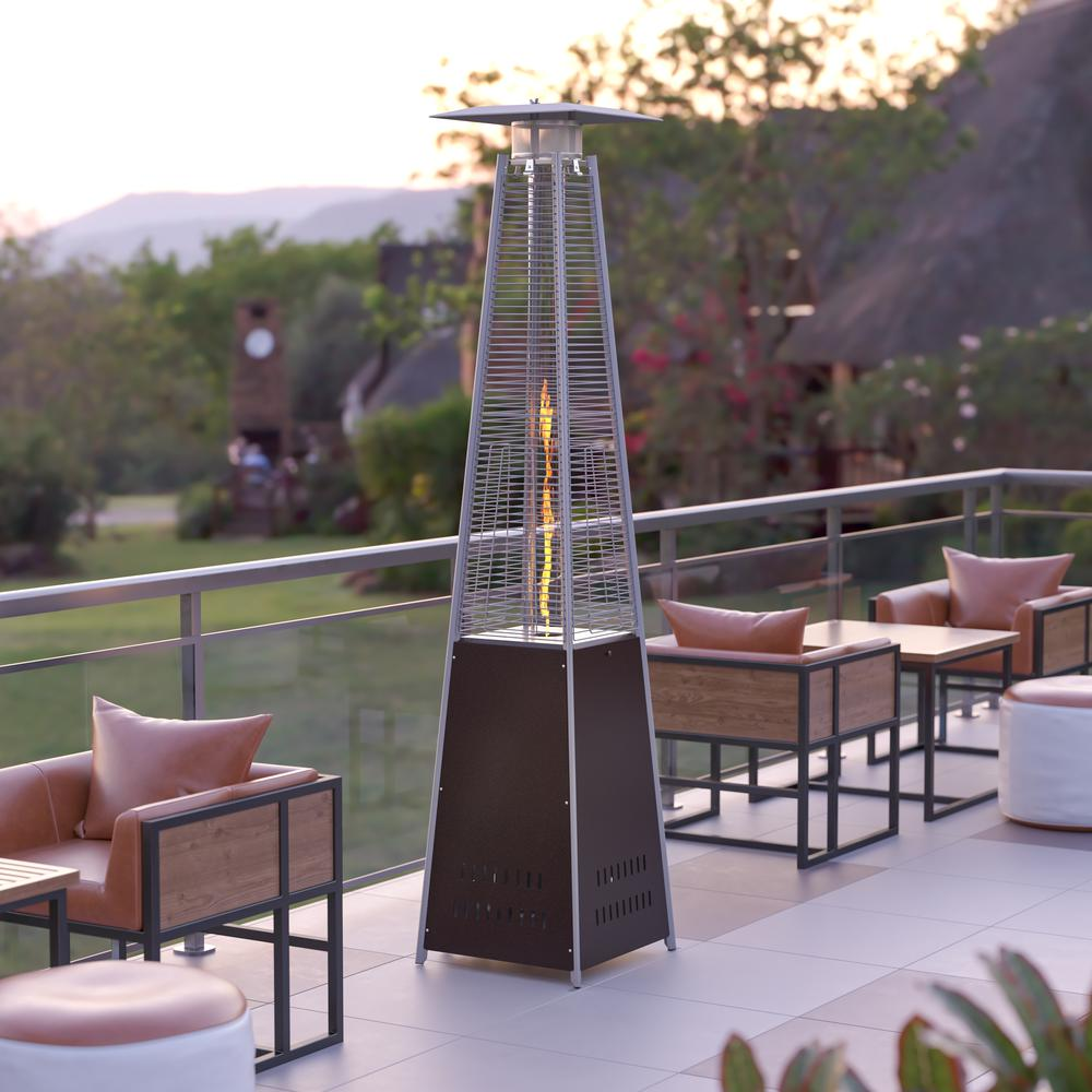 Patio Heating-Bronze Stainless Steel Pyramid with Wheels