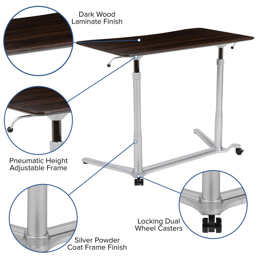 Sit-Down, Stand-Up Dark Wood Grain Computer Desk