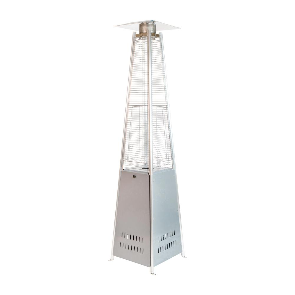 Patio Heating-Silver Stainless Steel Pyramid with Wheels