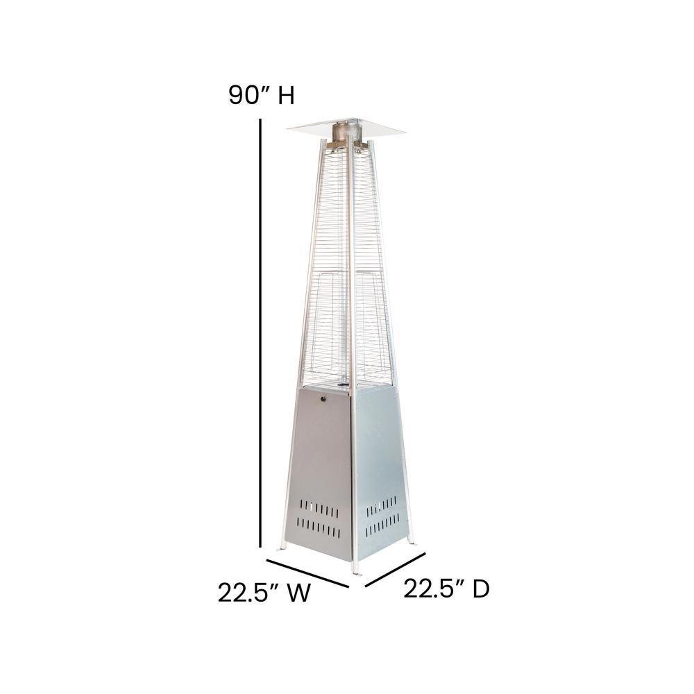 Patio Heating-Silver Stainless Steel Pyramid with Wheels