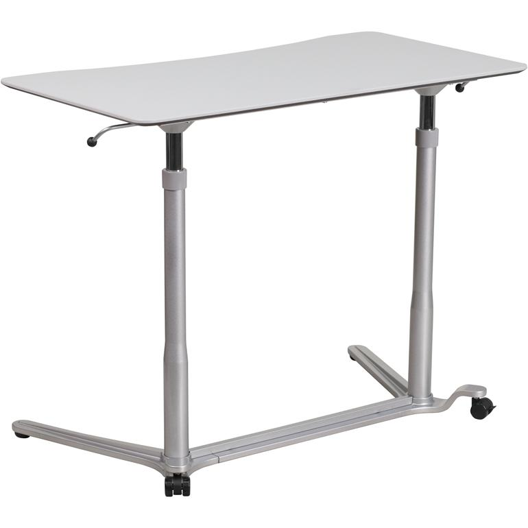 Sit-Down, Stand-Up Light Gray Computer Desk