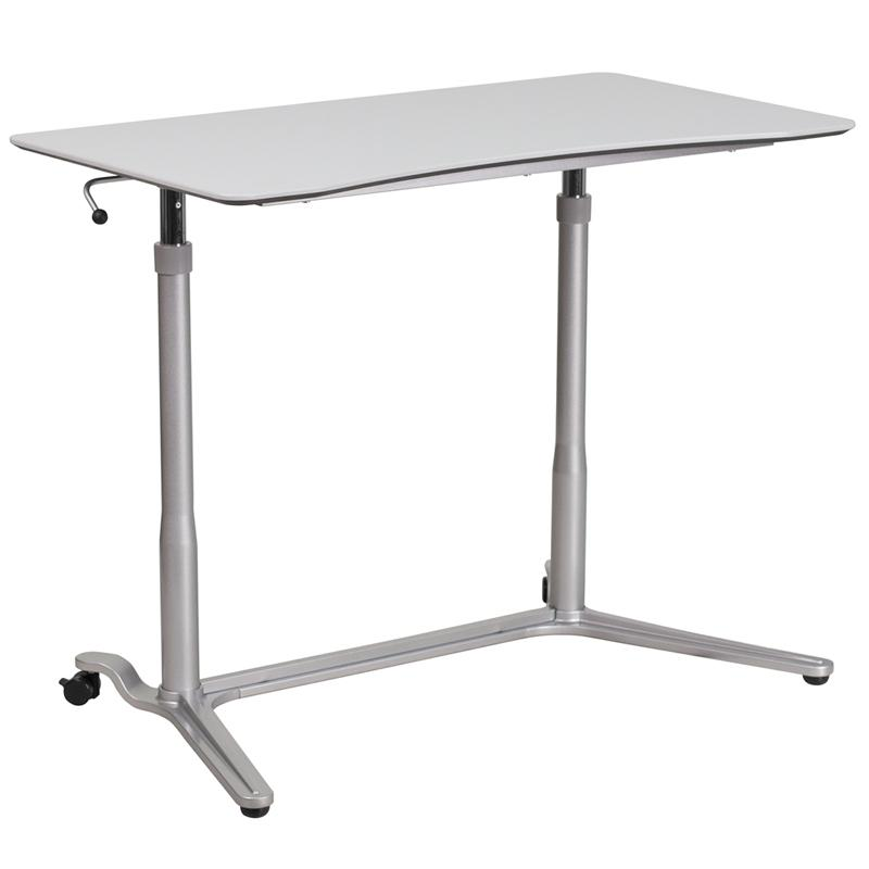 Sit-Down, Stand-Up Light Gray Computer Desk