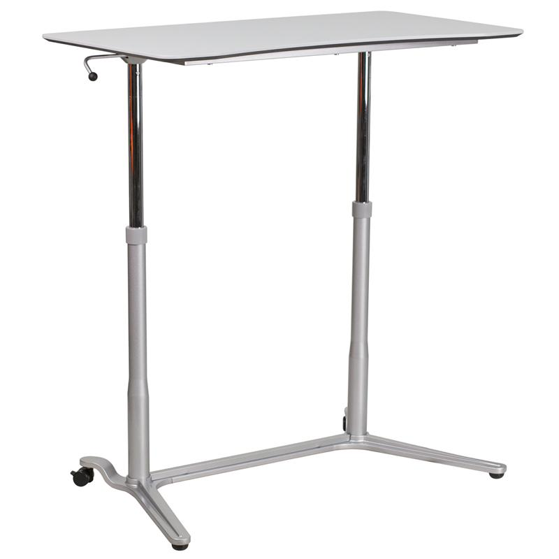 Sit-Down, Stand-Up Light Gray Computer Desk