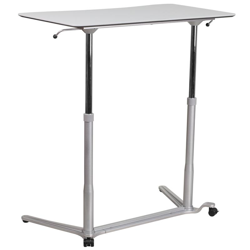 Sit-Down, Stand-Up Light Gray Computer Desk