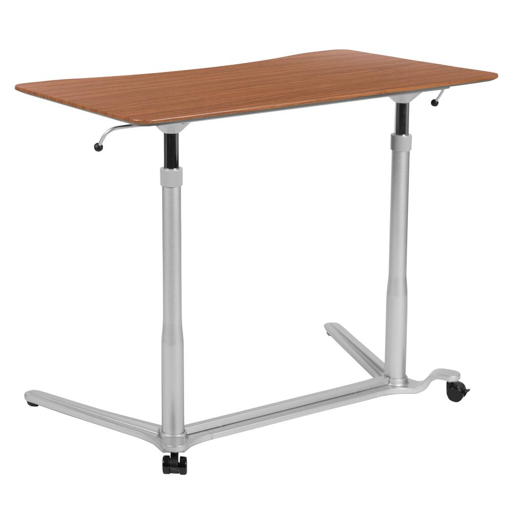 Sit-Down, Stand-Up Cherry Computer Desk with 37.375"W Top (Range 29" - 40.75")