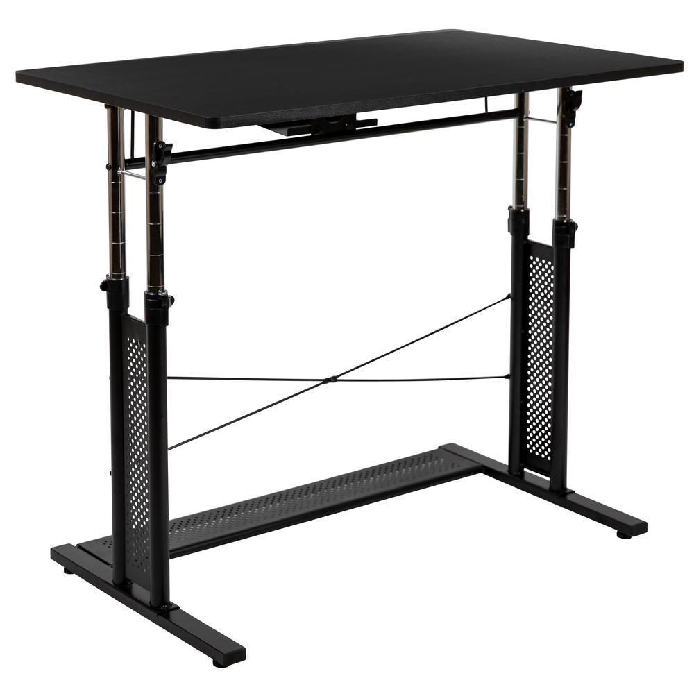 Height Adjustable (27.25-35.75"H) Sit to Stand Home Office Desk - Black