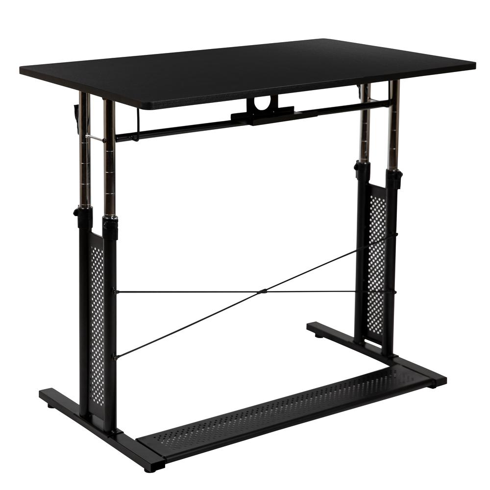 Height Adjustable (27.25-35.75"H) Sit to Stand Home Office Desk - Black