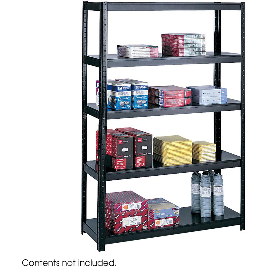 Safco Boltless Steel Shelving - 48" x 18" x 72" - 5 x Shelf(ves) - 1000 lb Load Capacity - Black - Powder Coated - Steel - Assembly Required