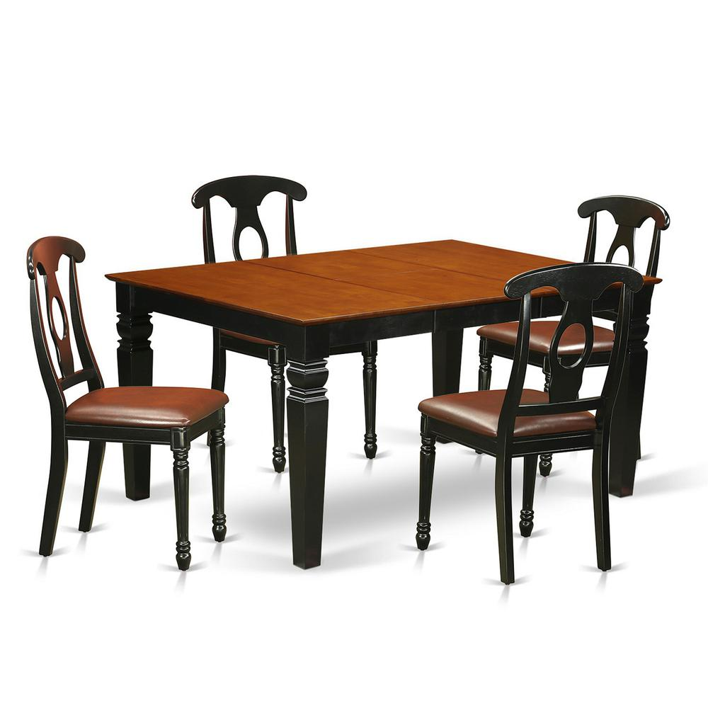 5  Pc  Dinette  set  with  a  Dinning  Table  and  4  Leather  Kitchen  Chairs  in  Black