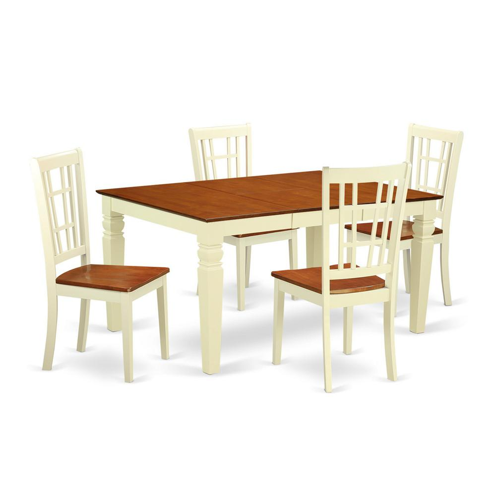 5  Pc  Dinette  set  with  a  Dinning  Table  and  4  Wood  Dining  Chairs  in  Buttermilk  and  Cherry