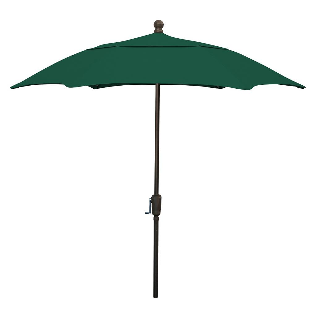 7.5' Hex Home Patio  Umbrella 6 Rib Crank Champagne Bronze with Forest Green spun acrylic canopy