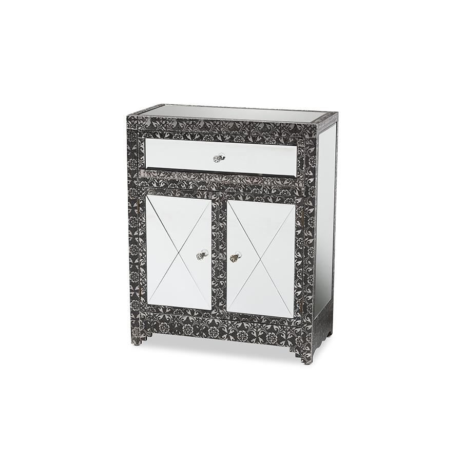 Mirrored Glass 1-Drawer Sideboard Buffet