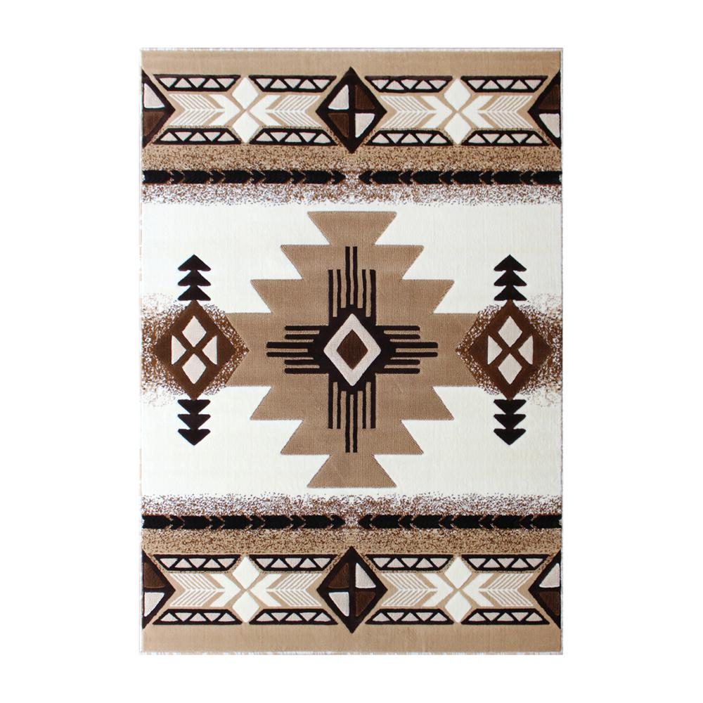 8' x 10' Ivory Traditional Southwestern Area Rug - Olefin Fibers