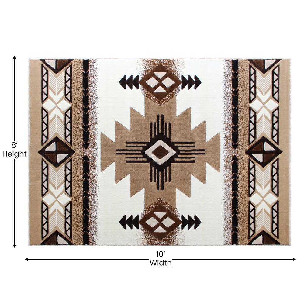 8' x 10' Ivory Traditional Southwestern Area Rug - Olefin Fibers