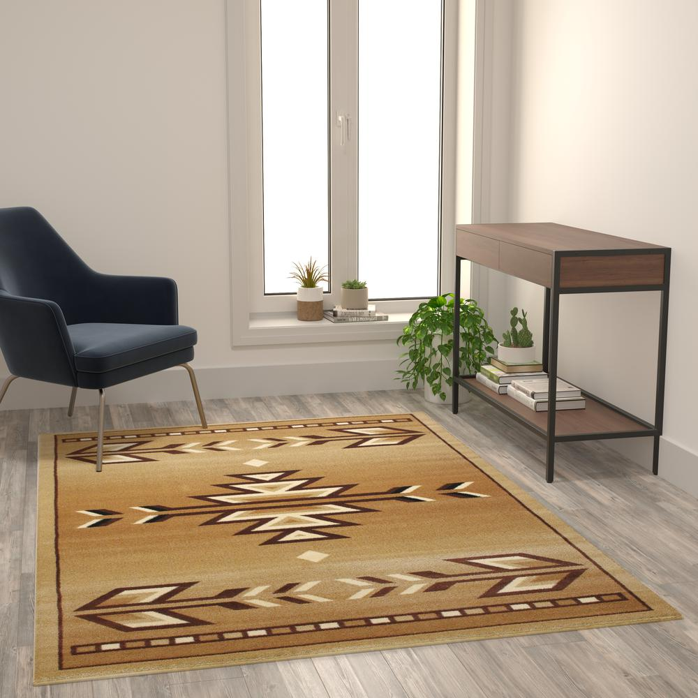 Southwestern 5' x 7' Brown Area Rug - Olefin Rug