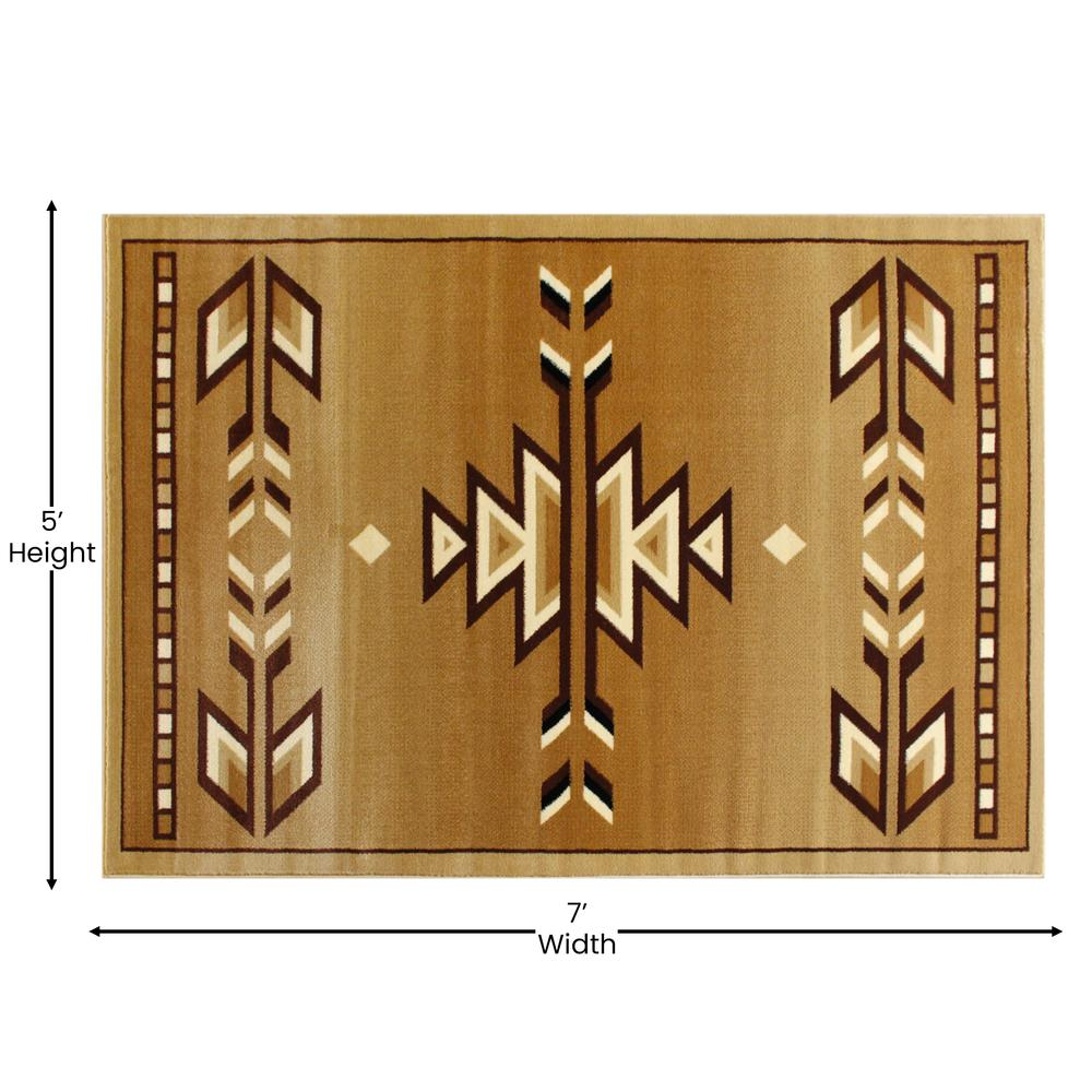 Southwestern 5' x 7' Brown Area Rug - Olefin Rug