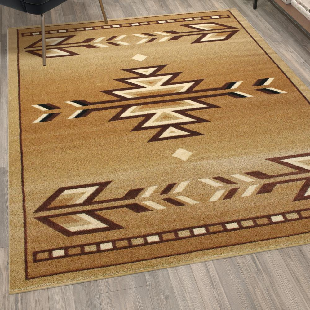 Southwestern 5' x 7' Brown Area Rug - Olefin Rug