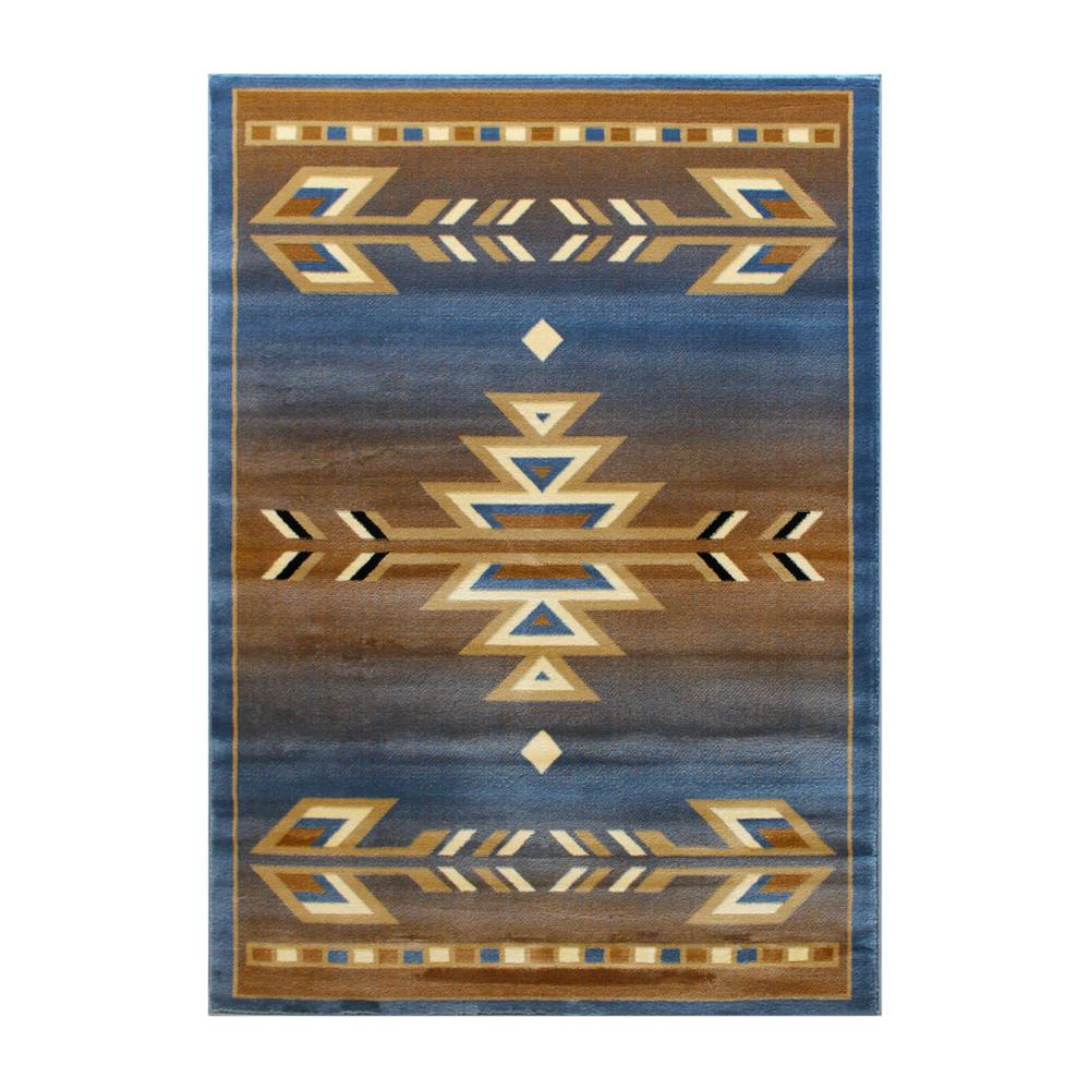 Southwestern 5' x 7' Blue Area Rug - Olefin Rug