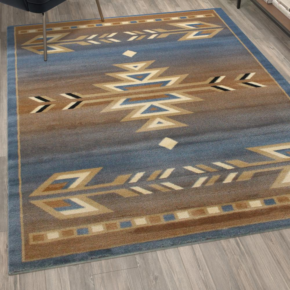 Southwestern 5' x 7' Blue Area Rug - Olefin Rug