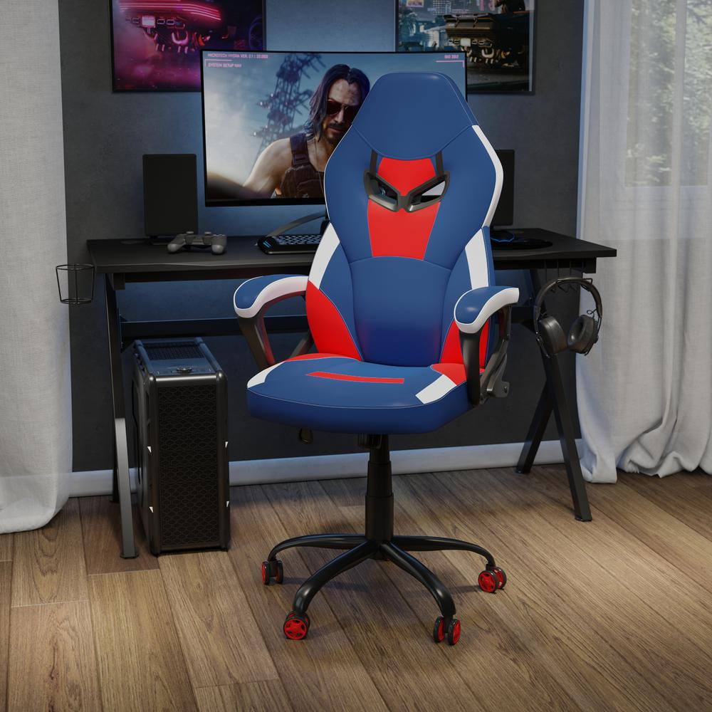 Computer Chair - Red, Blue Gaming Chair - 360° Swivel - Red Dual Wheel Casters