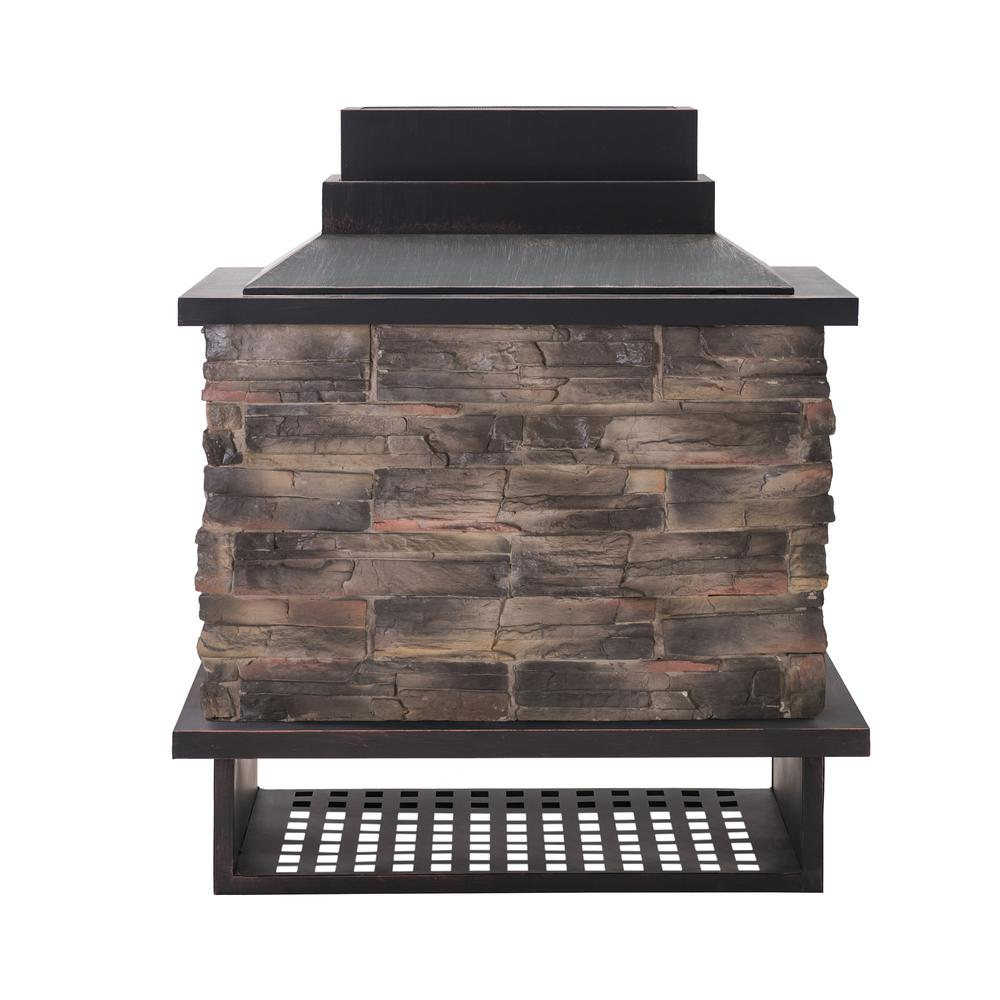 Sunjoy Patio Heavy Duty Wood Burning Fireplace with Steel Chimney