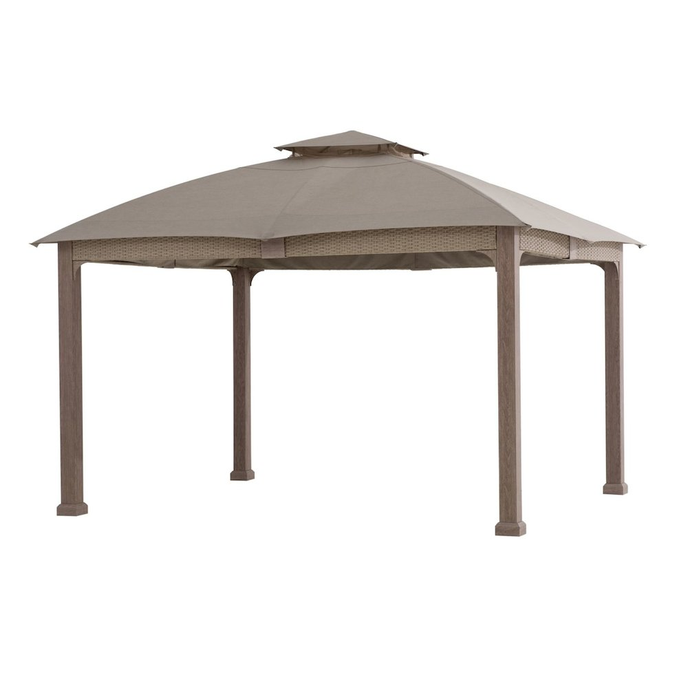 Gazebo with Sunbrella Canopy Roof, Outdoor Patio 2-Tier Soft Top Gazebo