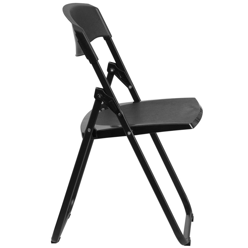 2 Pack 500 lb. Capacity Heavy Duty Black Plastic Folding Chair