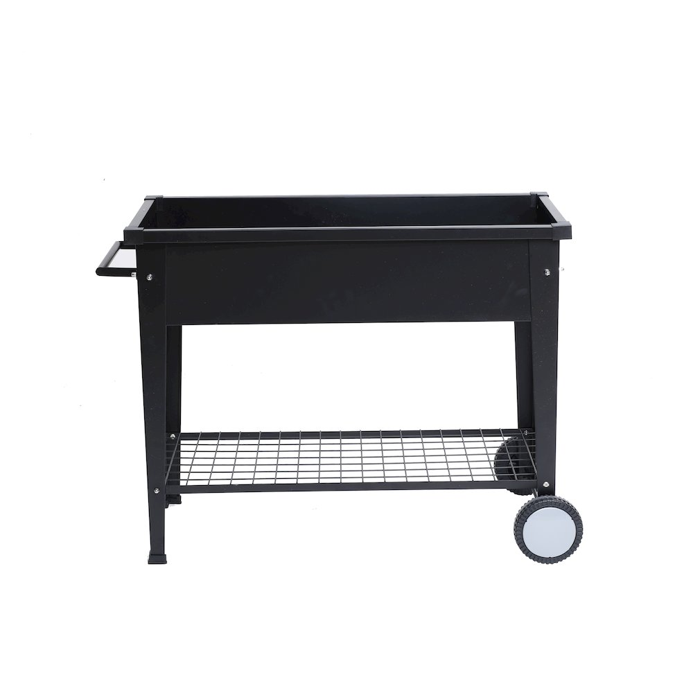 Black Mobile Metal Raised Garden Bed Planter Cart with Legs