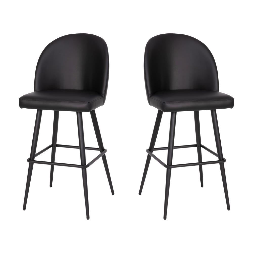 30" High Back Armless Barstools, Black LeatherSoft-Set of 2