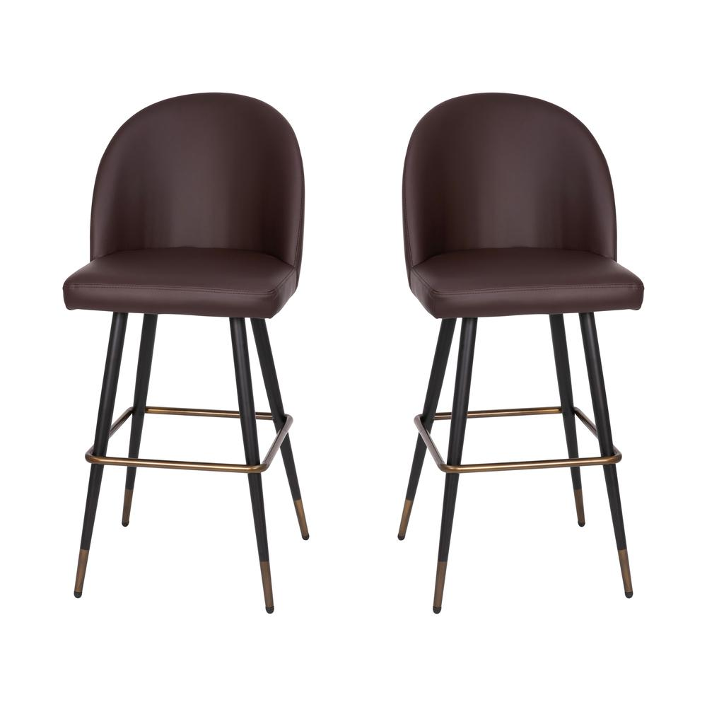 30" High Back Armless Barstools, Brown LeatherSoft-Set of 2