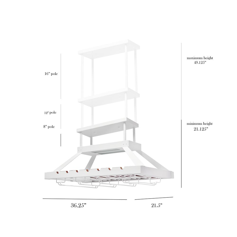 2 Light LED Overhead Wine Rack, White