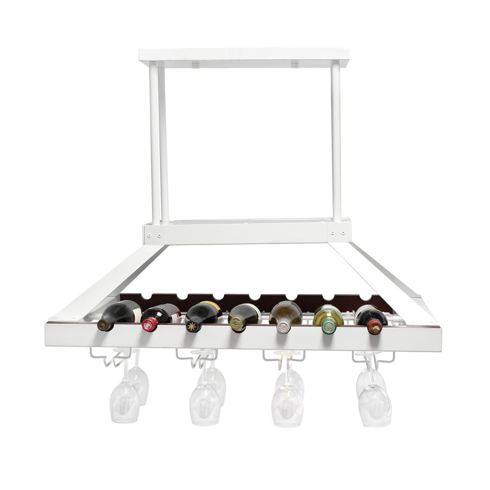 2 Light LED Overhead Wine Rack, White