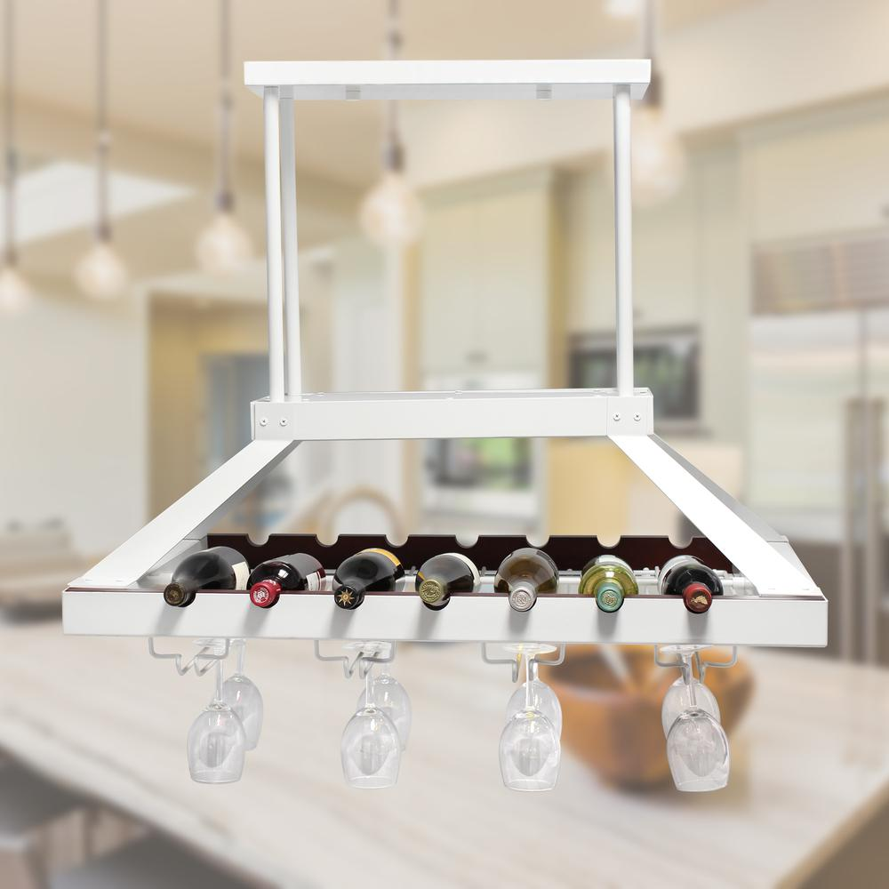 2 Light LED Overhead Wine Rack, White