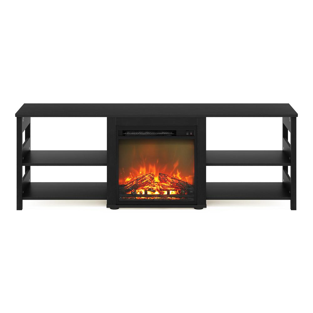 Furinno Classic 70 Inch TV Stand with Fireplace- Americano